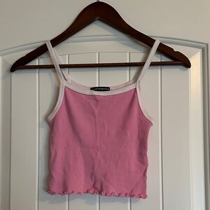Brandy Melville Pink Camisole with White Trim